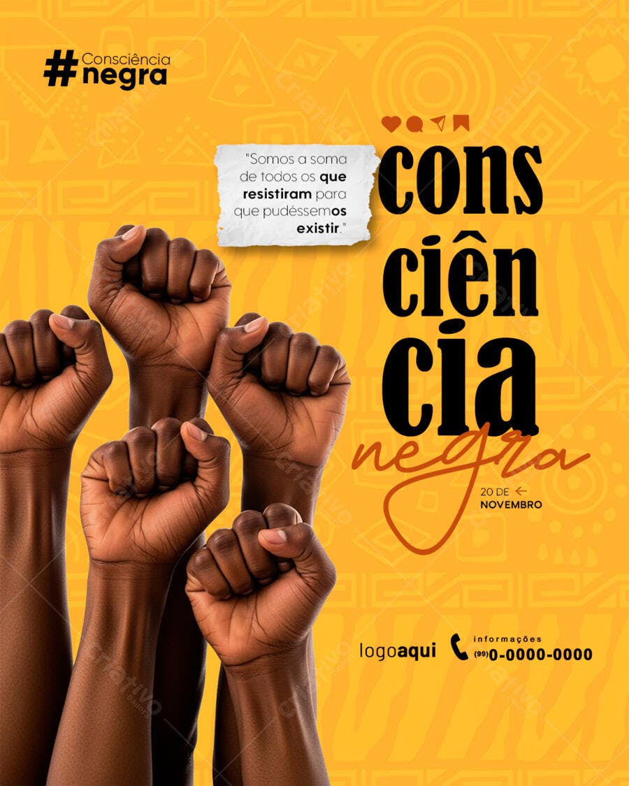 Post para Consciência Negra 20 de Novembro PSD Editável