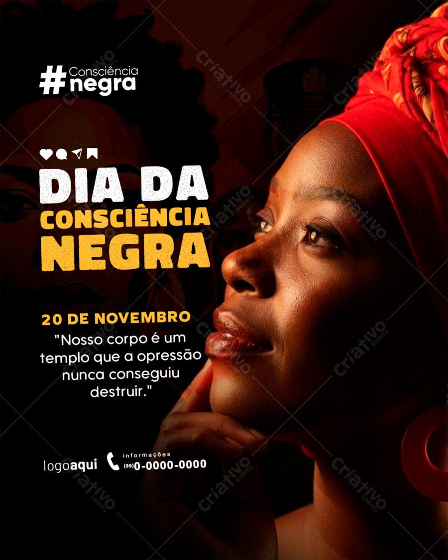 Flyer Dia da Consciência Negra 20 de Novembro Psd Editável