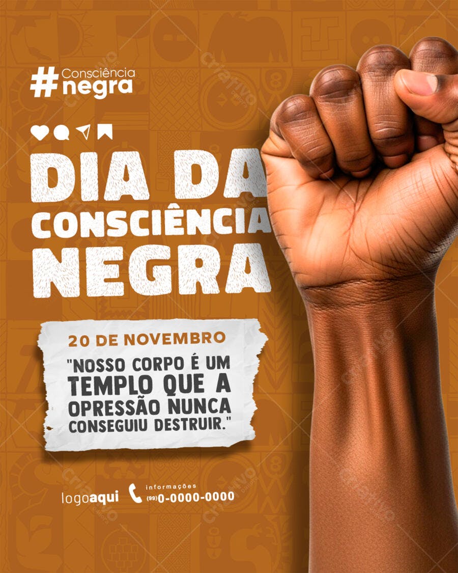 Post Social Media Dia da Consciência Negra Punho Erguido PSD Editável