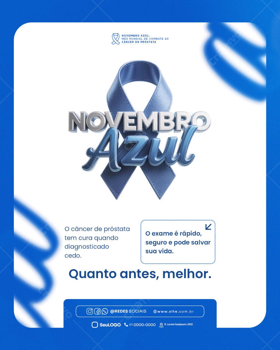 Post para Novembro Azul Câncer de Próstata PSD Editável