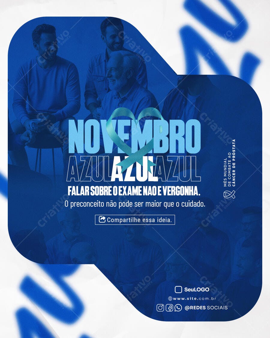 Flyer Novembro Azul Conscientização Câncer de Próstata PSD Editável