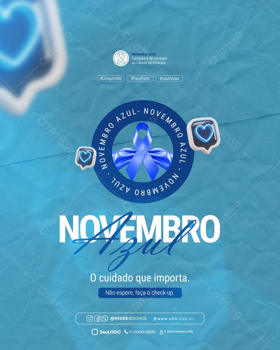 Flyer Novembro Azul Campanha Câncer de Próstata PSD Editável