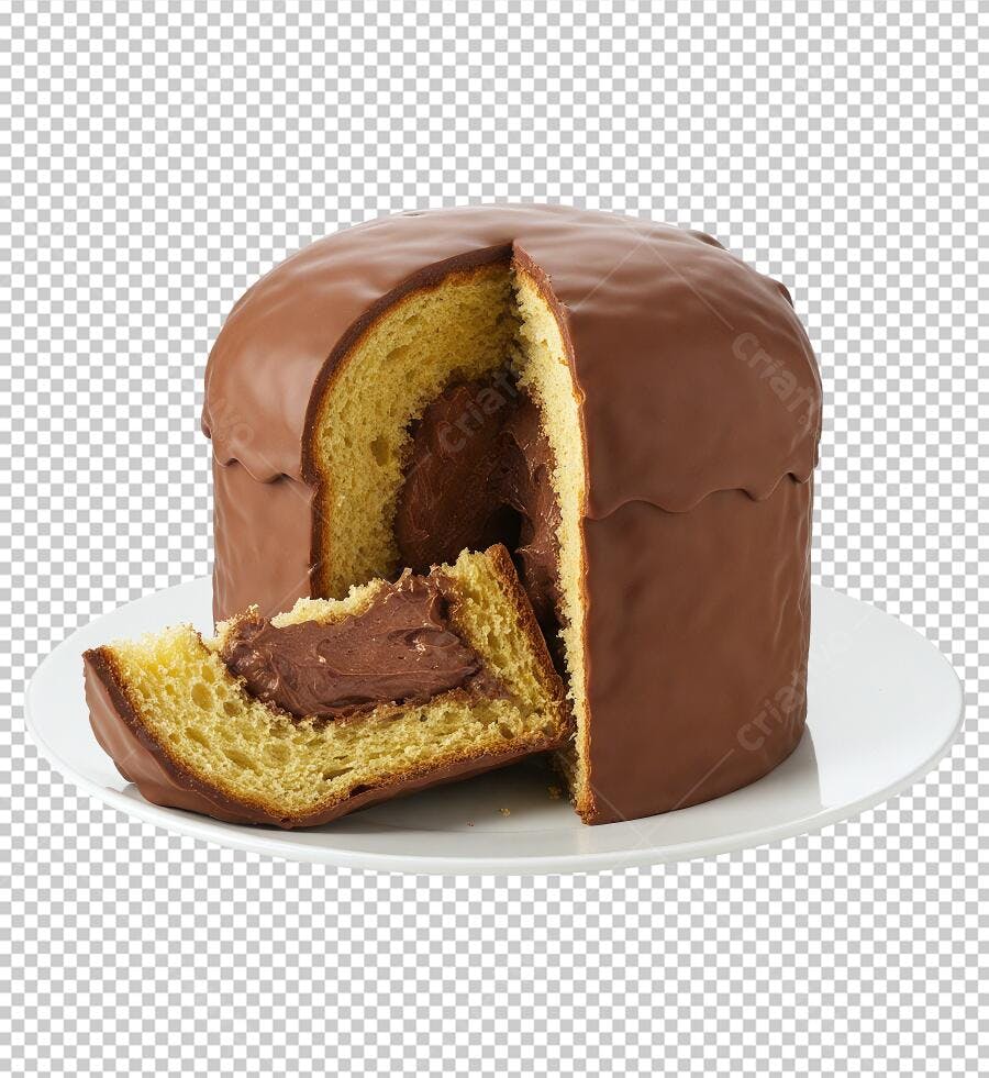 Foto de Panetone Chocotone com recheio de chocolate e cobertura marrom PNG com fundo transparente