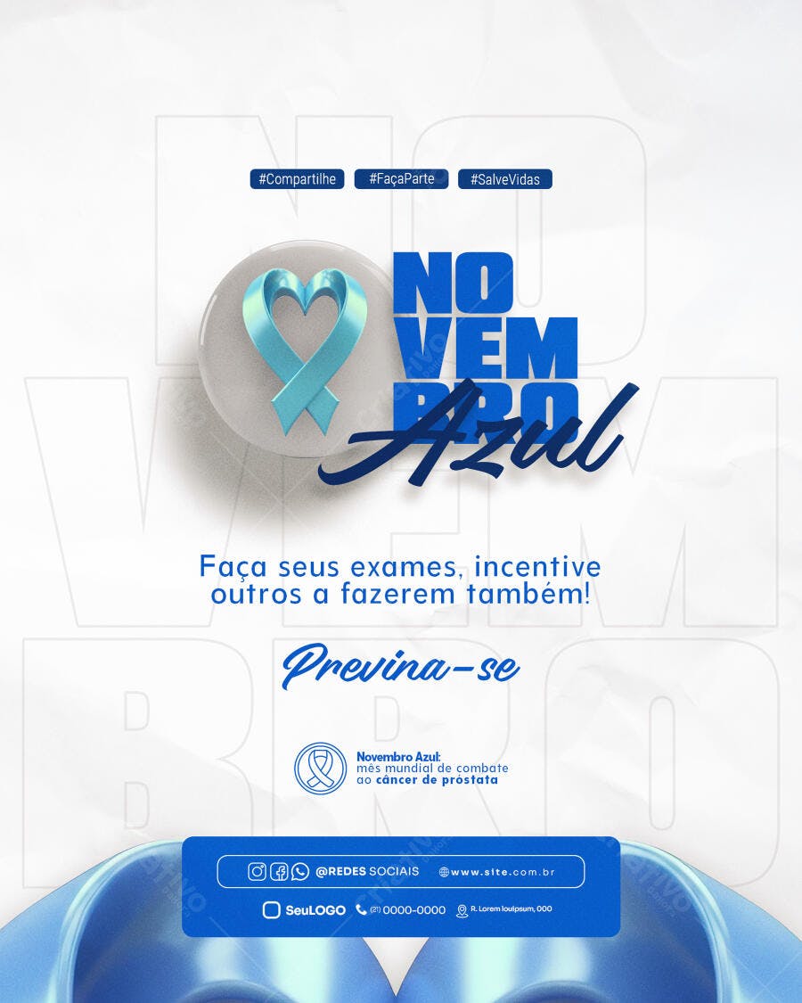 Post Redes Sociais para Novembro Azul Conscientização Próstata PSD Editável