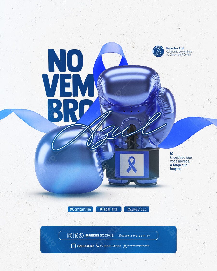 Flyer Novembro Azul Combate Câncer Próstata Psd Editável
