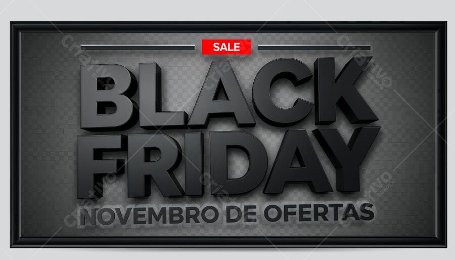Selo 3D promocional Black Friday letras 3D pretas embossadas com destaque vermelho