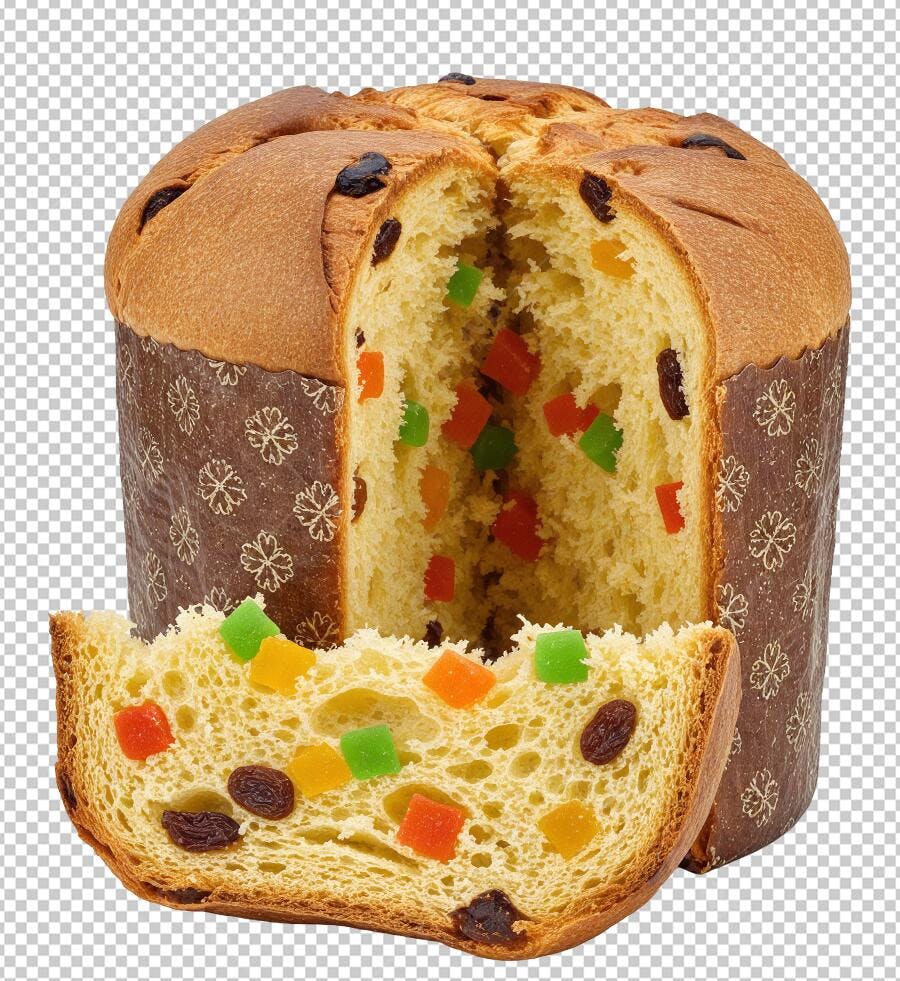 Panetone com frutas cristalizadas e passas para Natal e Ano Novo PNG com fundo transparente