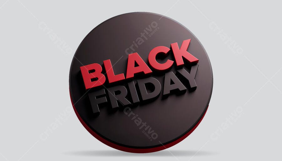 Selo 3D de promoção Black Friday preto e vermelho estilo moderno