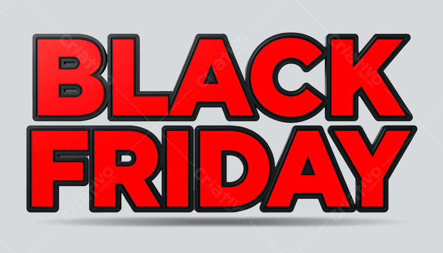 Selo 3D de promoção Black Friday lettering vermelho vibrante e preto
