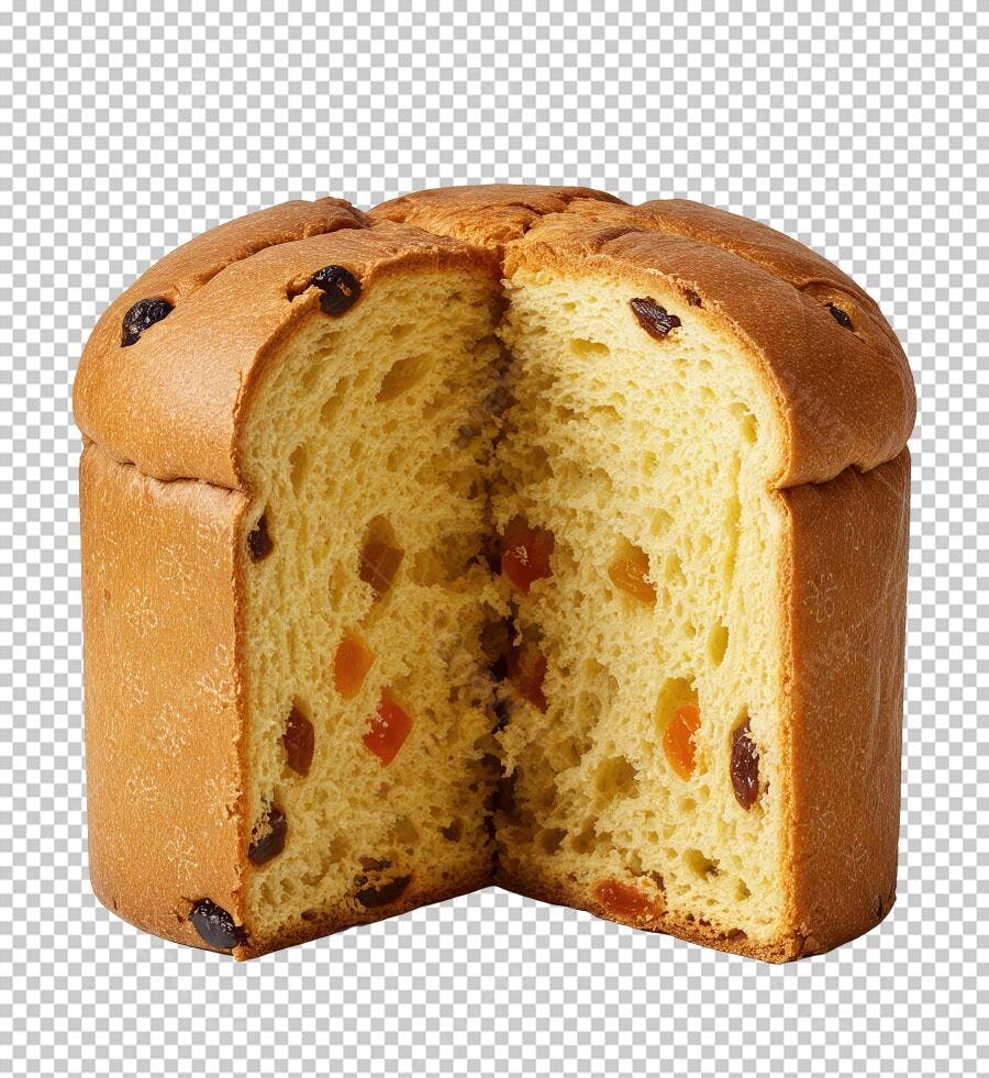 Panetone Natalino Fatiado com Frutas Cristalizadas PNG com fundo transparente