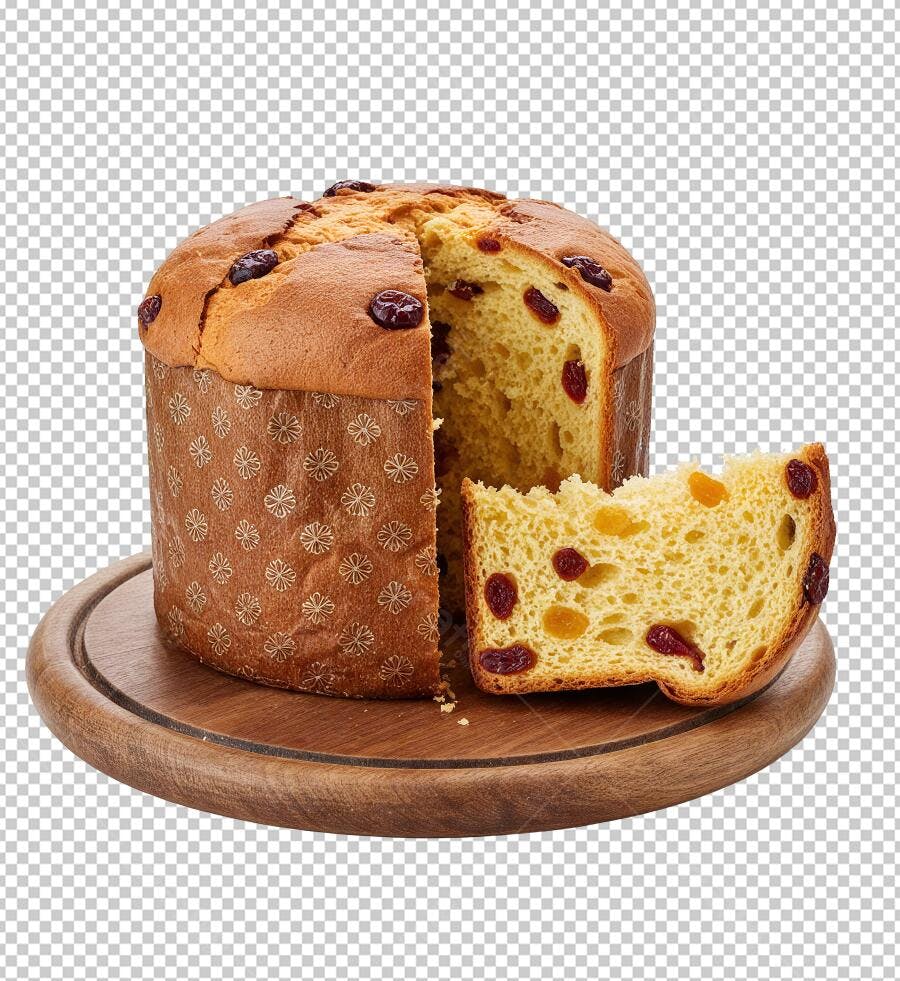 Imagem de Panettone Fatiado Natalino Dourado PNG com fundo transparente