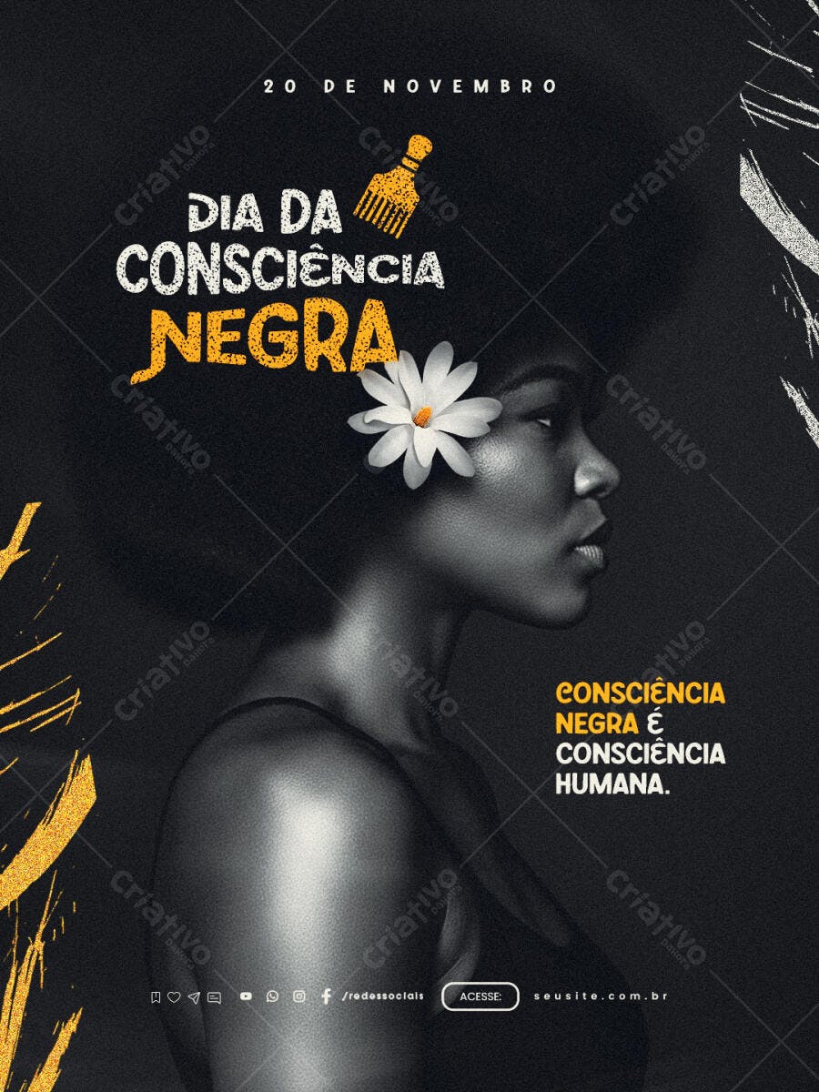 Post Redes Sociais Dia da Consciência Negra Psd Editável