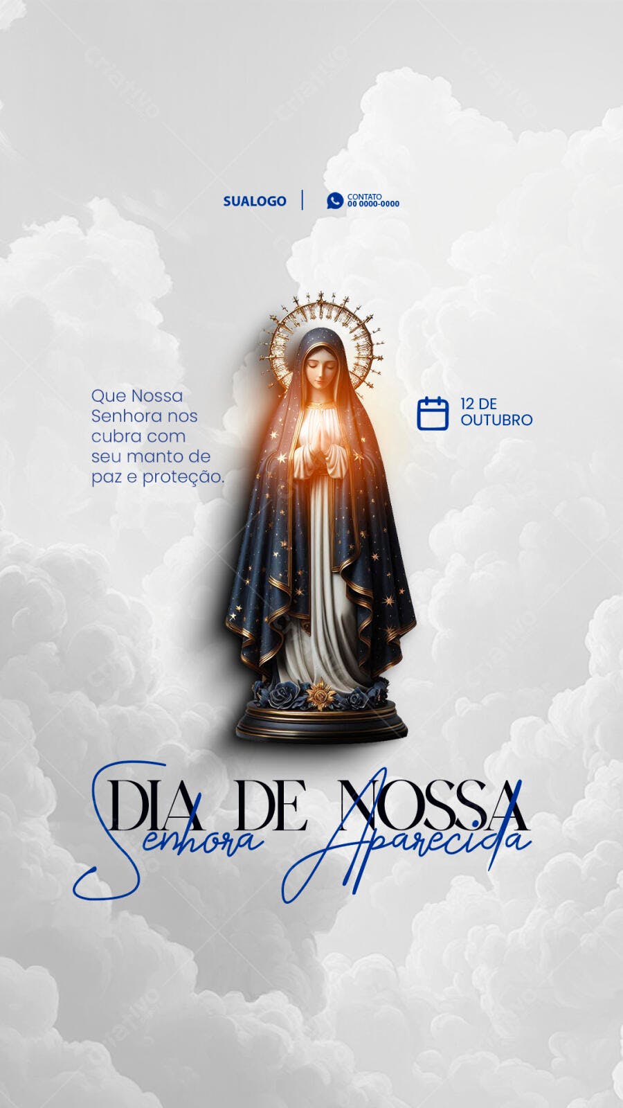 Flyer Religioso Nossa Senhora Aparecida 12 Outubro PSD Editável