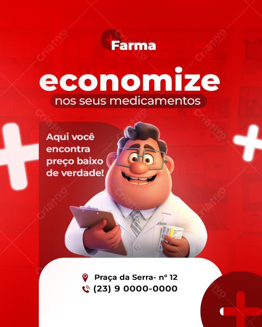 Flyer Farmácia Economize Medicamentos PSD Editável