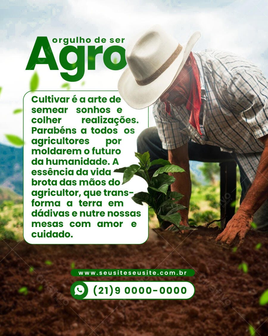 Flyer Dia do Agricultor Orgulho Agro PSD Editável
