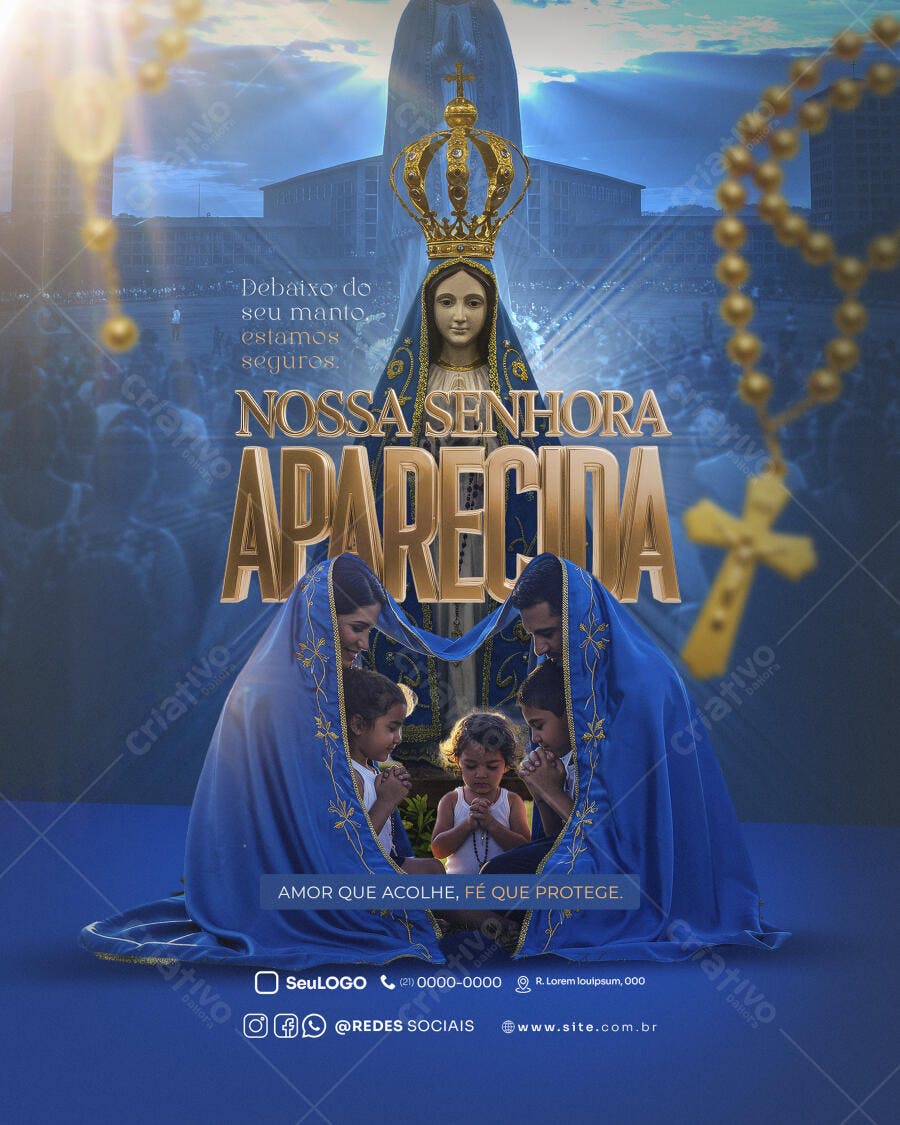 Flyer Nossa Senhora Aparecida Proteção Família PSD Editável