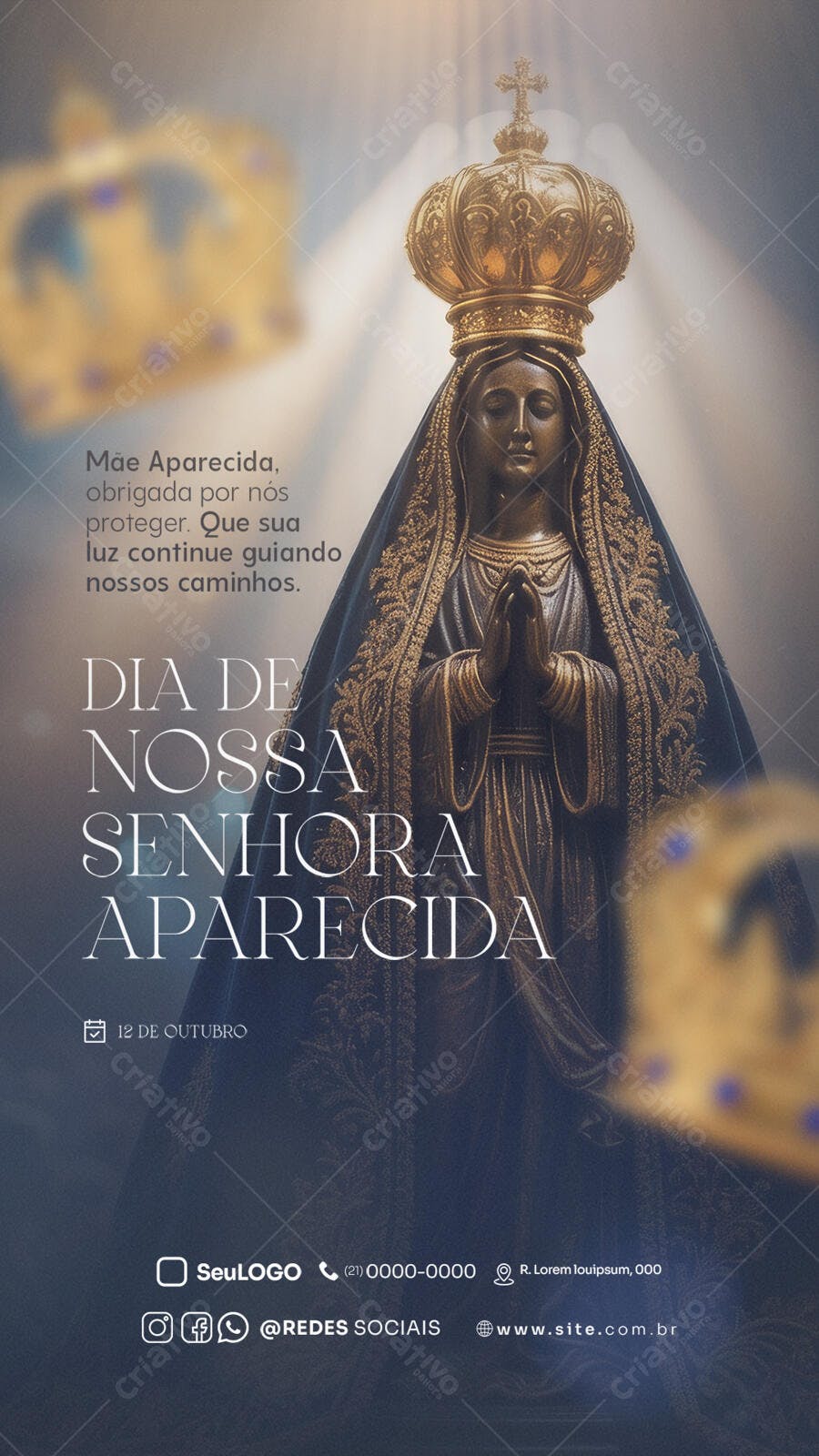 Post para Redes Sociais Dia de Nossa Senhora Aparecida PSD Editável