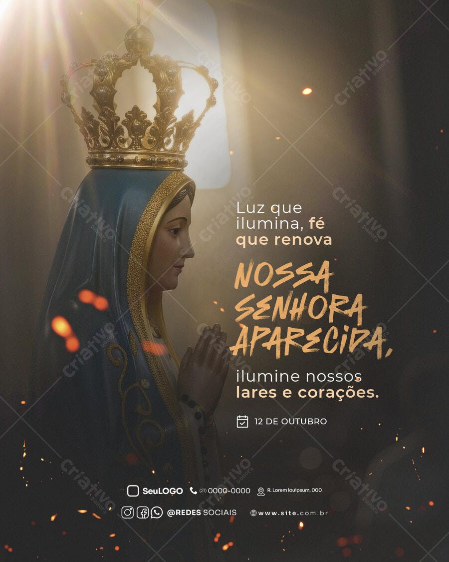 Flyer Nossa Senhora Aparecida 12 Outubro PSD Editável
