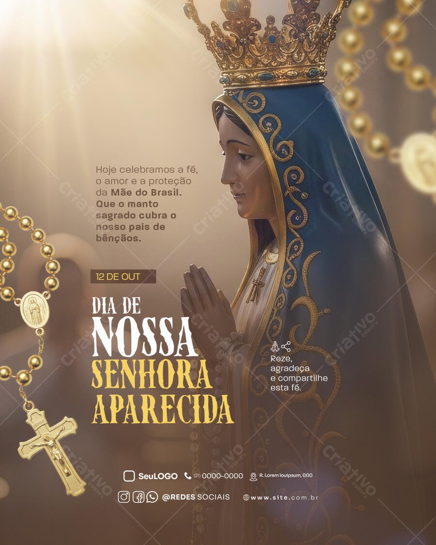 Flyer Dia de Nossa Senhora Aparecida PSD Editável