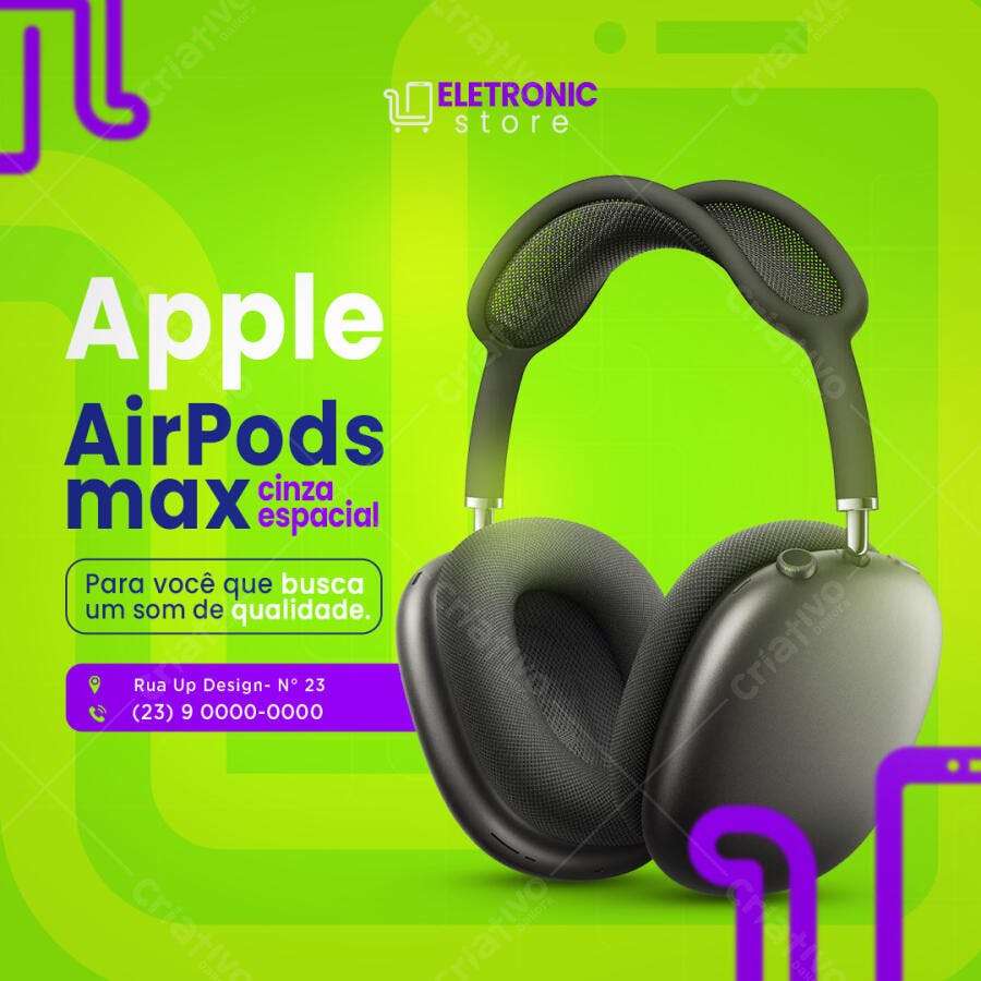 Post para Loja de Eletrônicos Apple AirPods Max Psd Editável