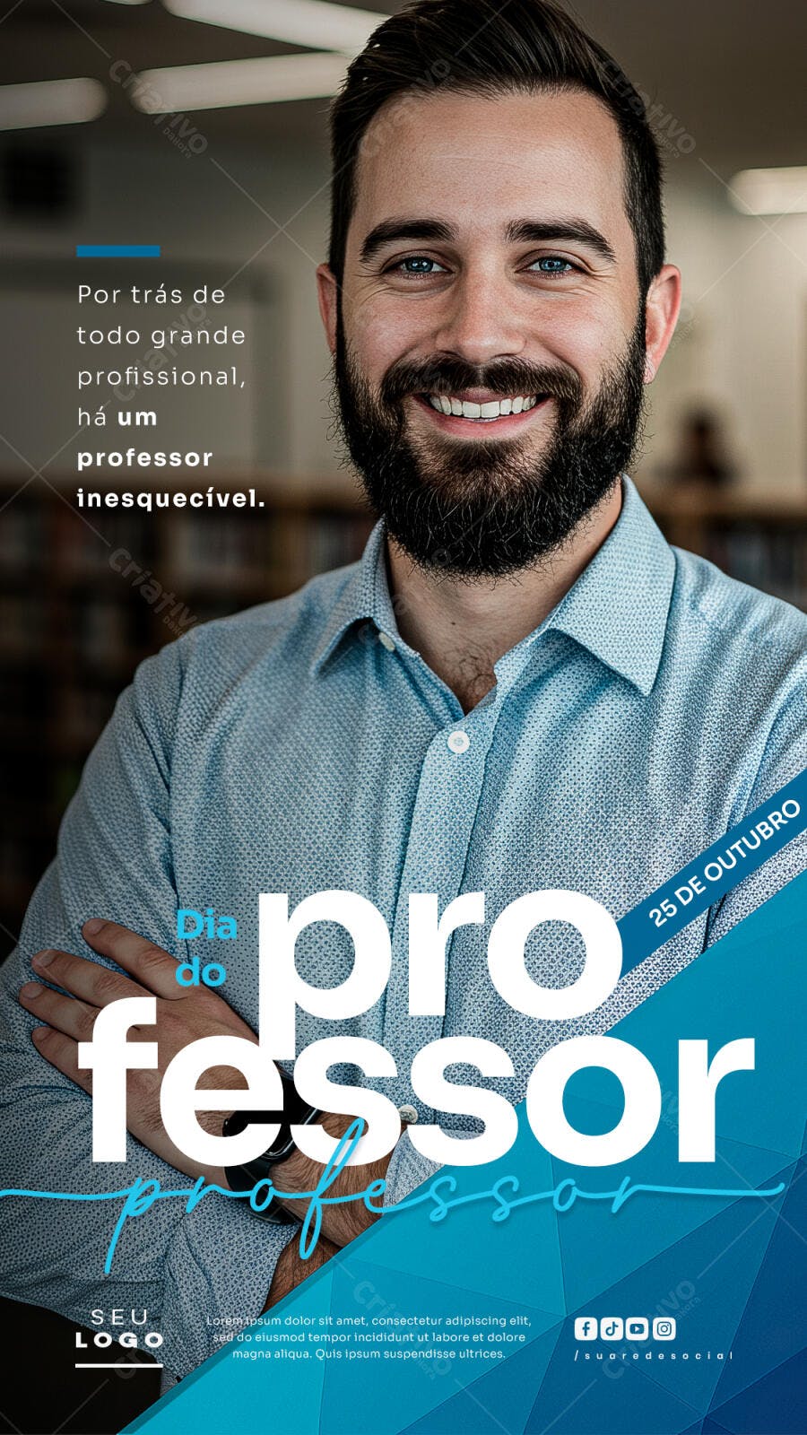 Flyer Homenagem Dia do Professor 25 de Outubro PSD Editável