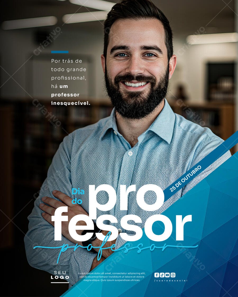 Flyer Dia do Professor 25 de Outubro PSD Editável