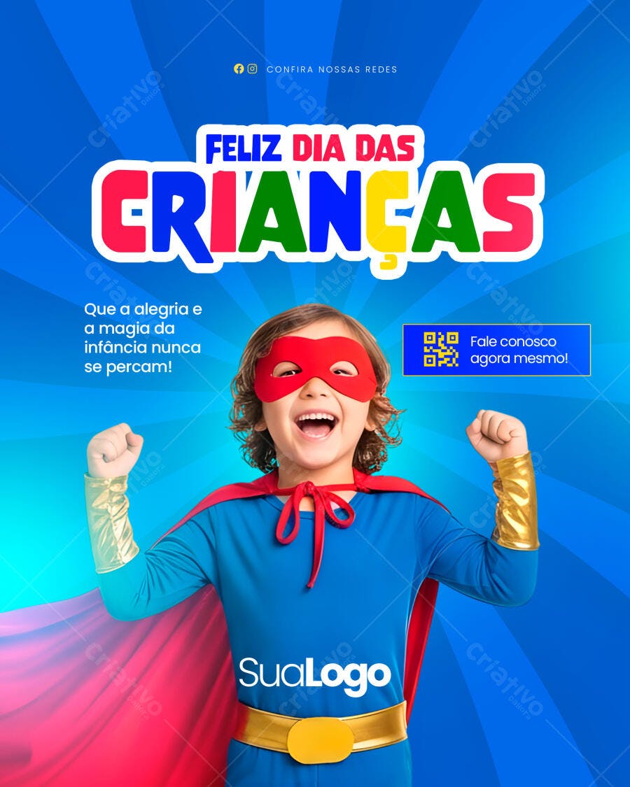 Flyer Dia das Crianças Super-herói PSD Editável