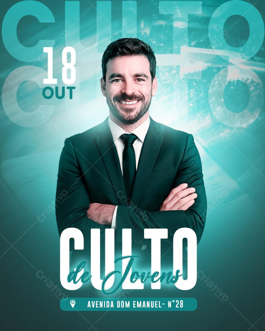 Flyer Culto de Jovens 18 OUT PSD Editável