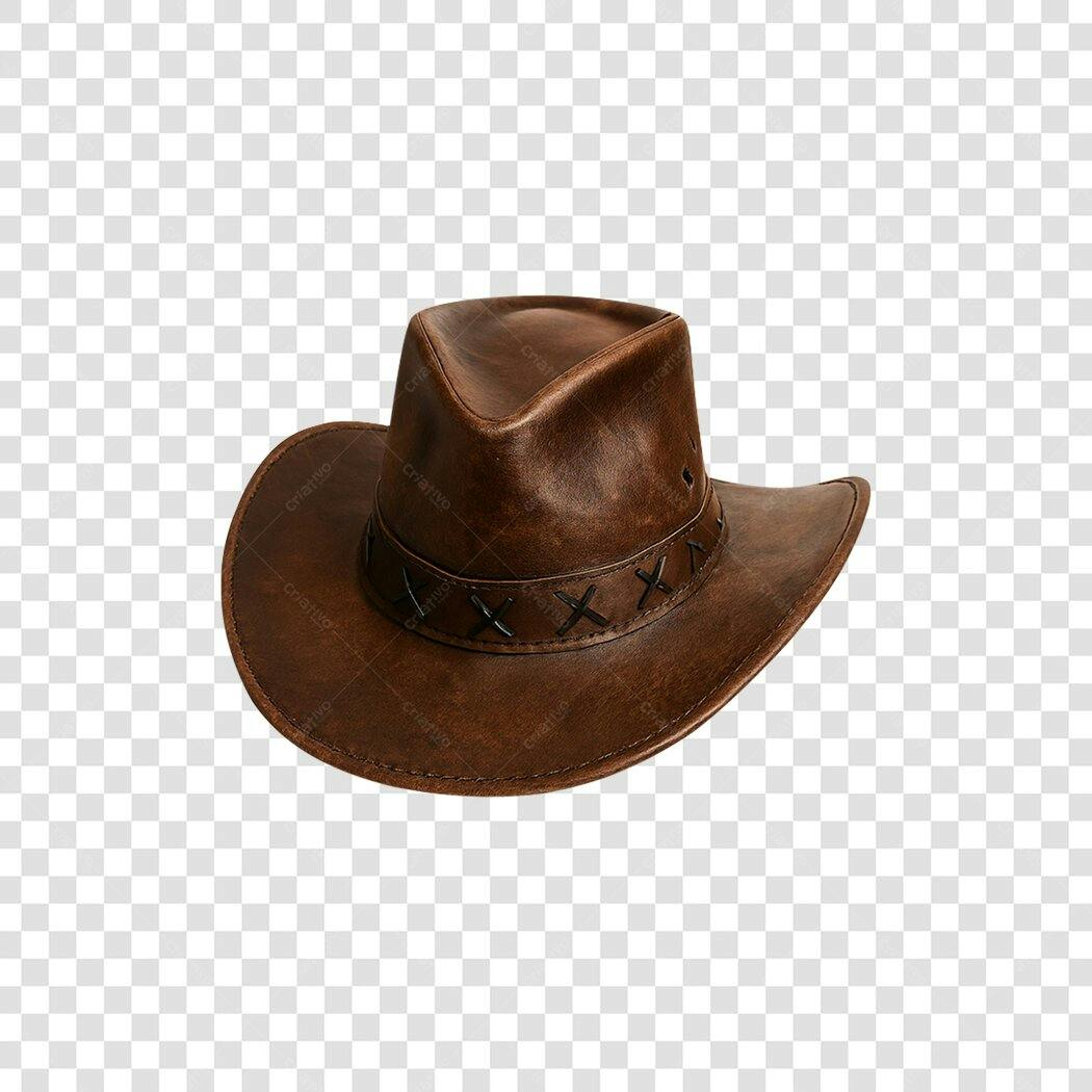 Objeto Chapéu de Couro Cowboy Marrom PNG com fundo transparente