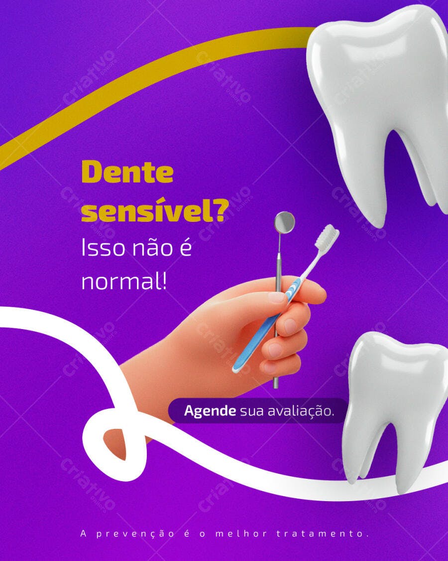 Post Redes Sociais Dente Sensível para Clínica Odontológica PSD Editável