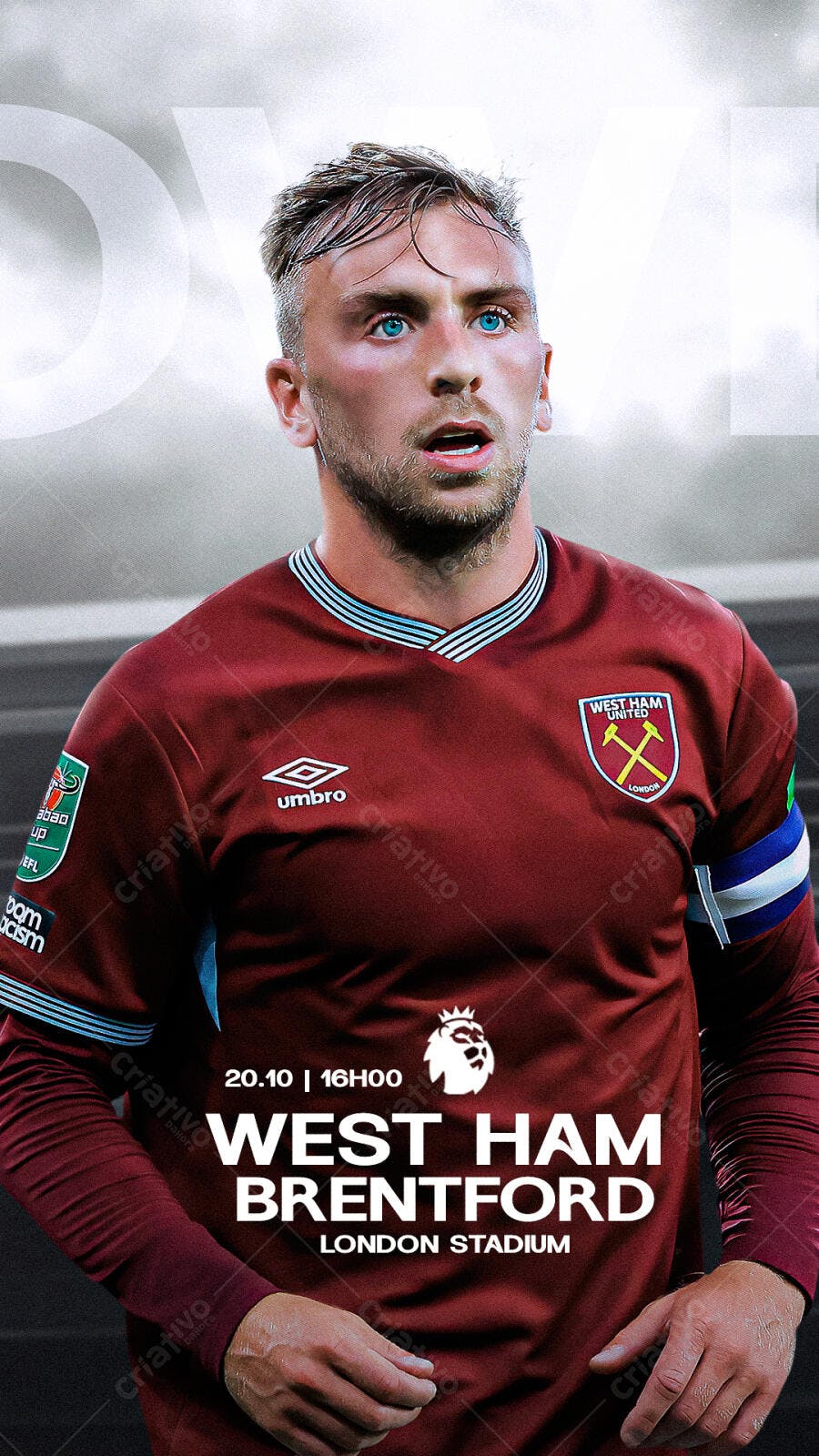 Flyer Futebol Anúncio Partida West Ham vs Brentford PSD Editável