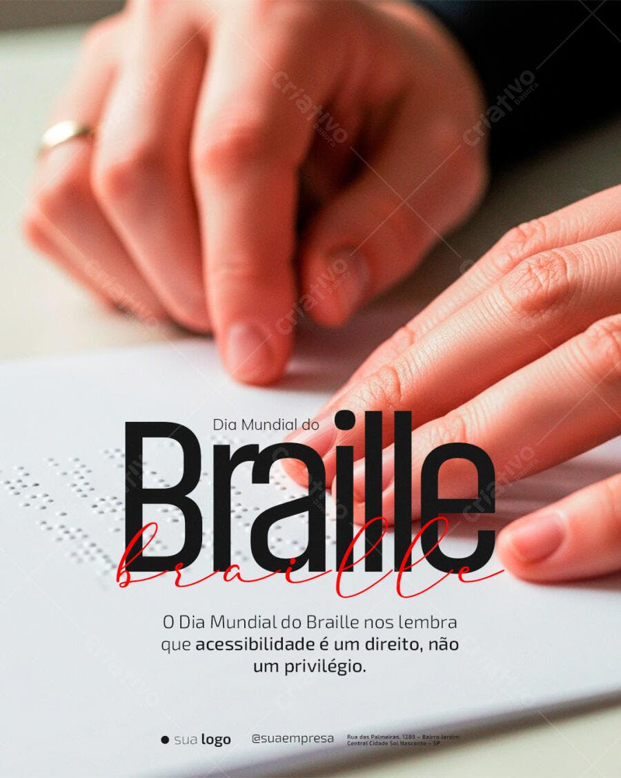 Flyer Dia Mundial do Braille PSD Editável