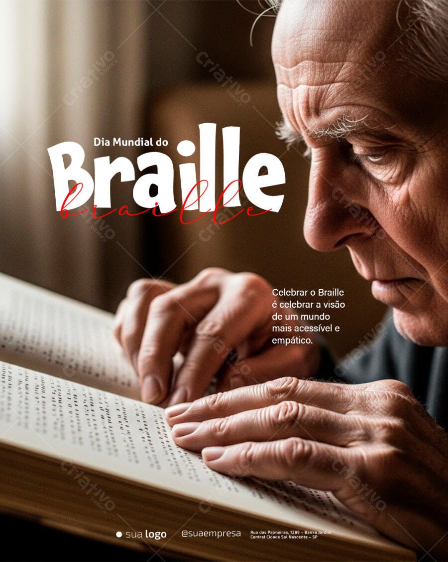 Flyer Dia Mundial do Braille PSD Editável