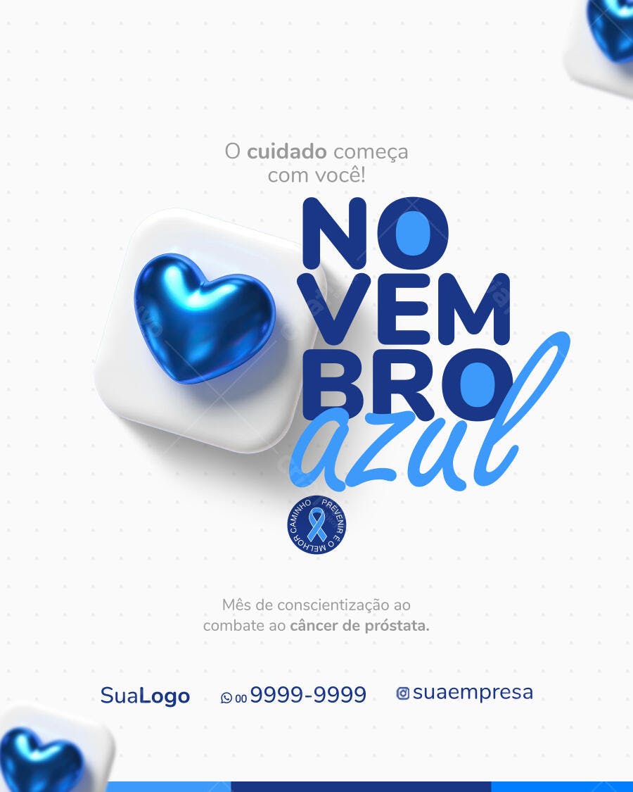 Post para Novembro Azul Conscientização Saúde Masculina PSD Editável