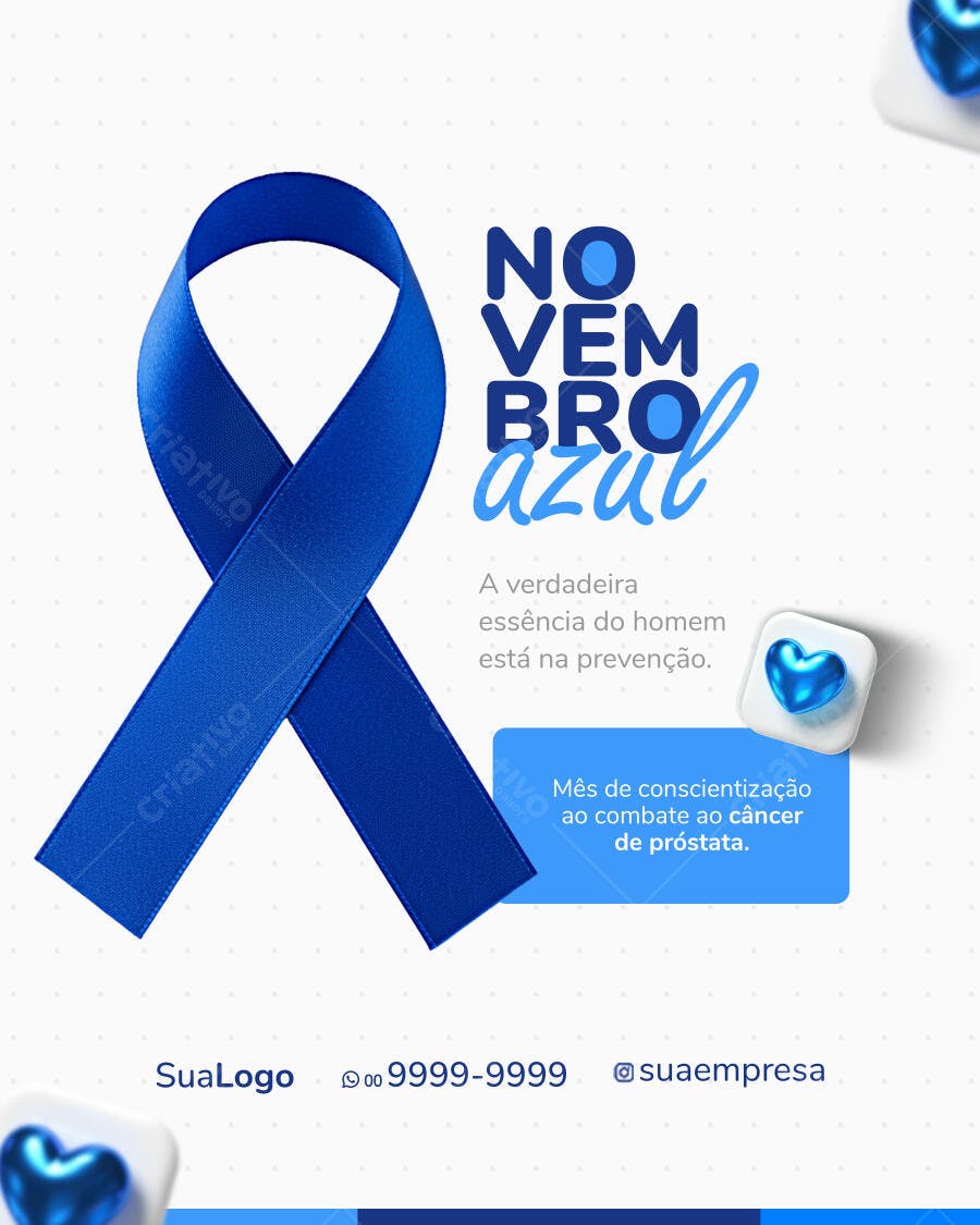 Flyer Conscientização Novembro Azul Combate Câncer Próstata PSD Editável