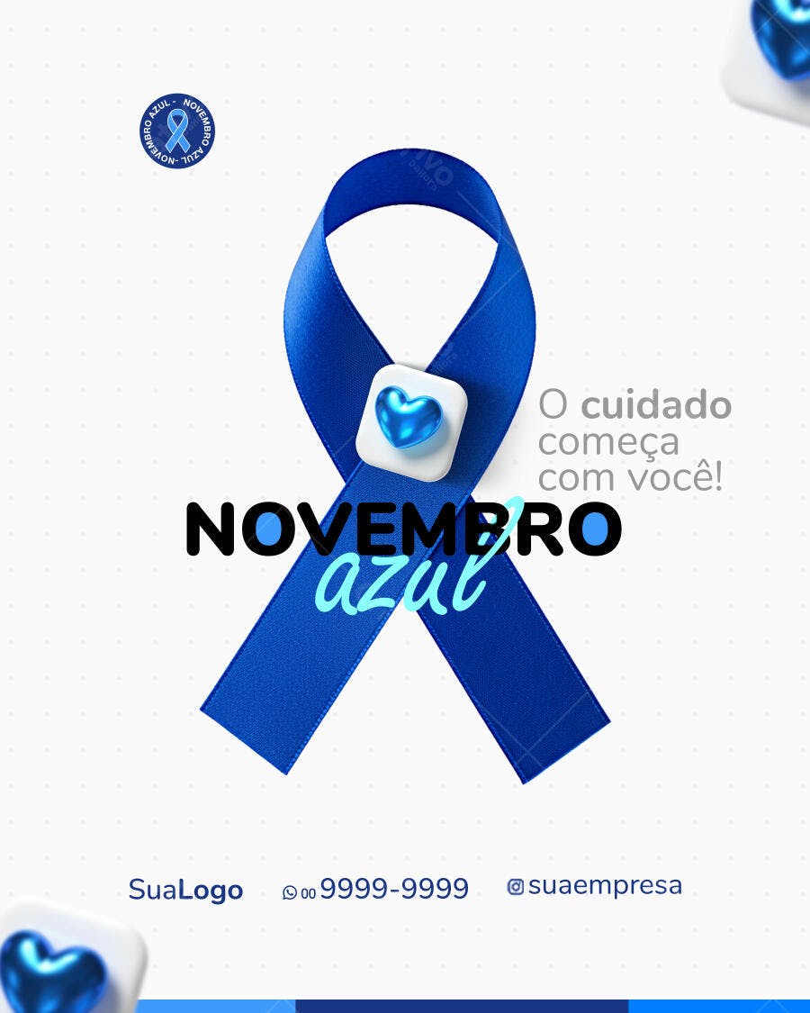 Flyer Novembro Azul Conscientização Saúde Masculina PSD Editável