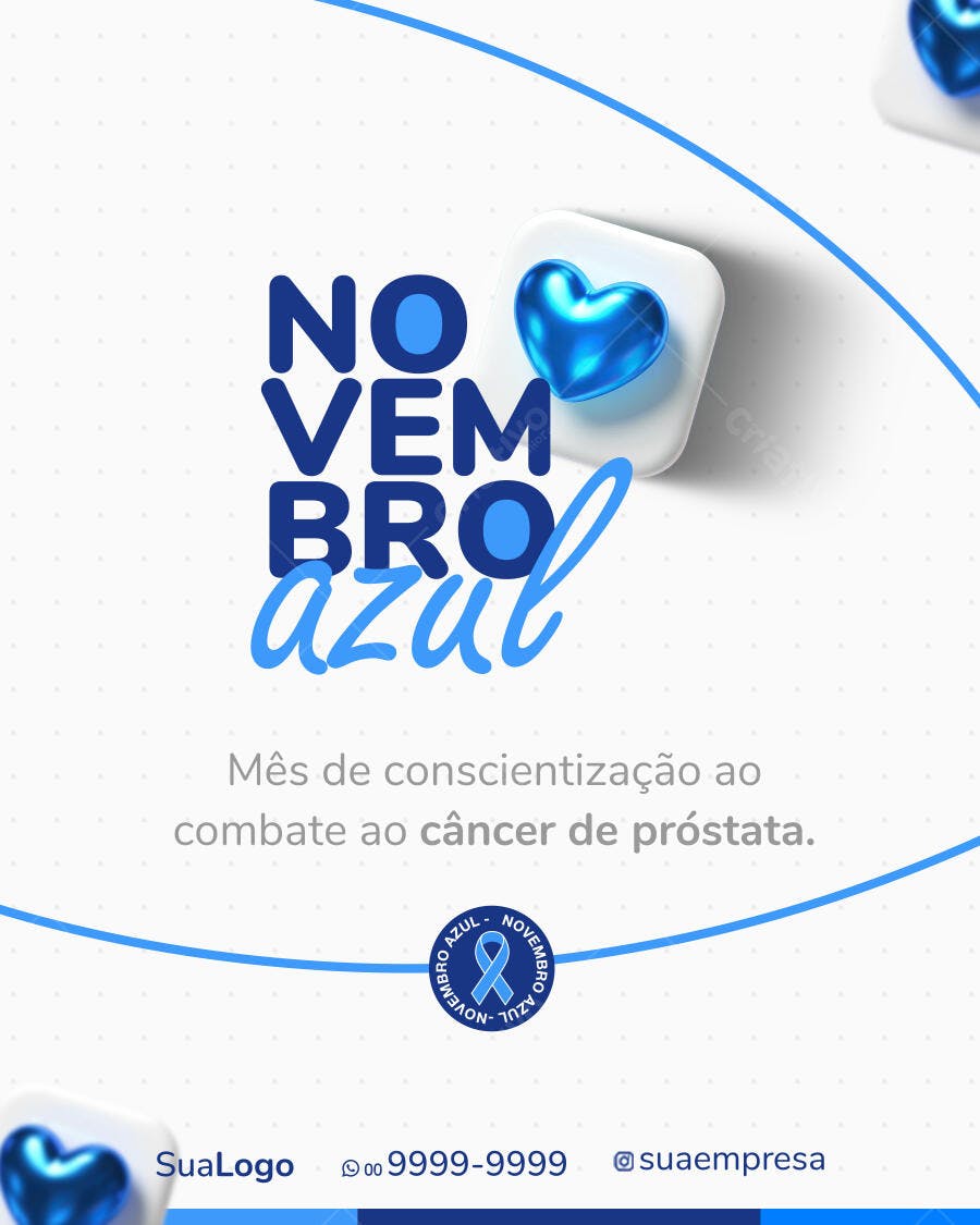 Flyer Novembro Azul Conscientização Câncer Próstata PSD Editável