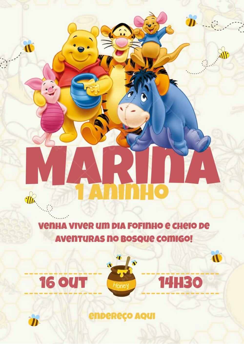 Convite Do Ursinho Pooh