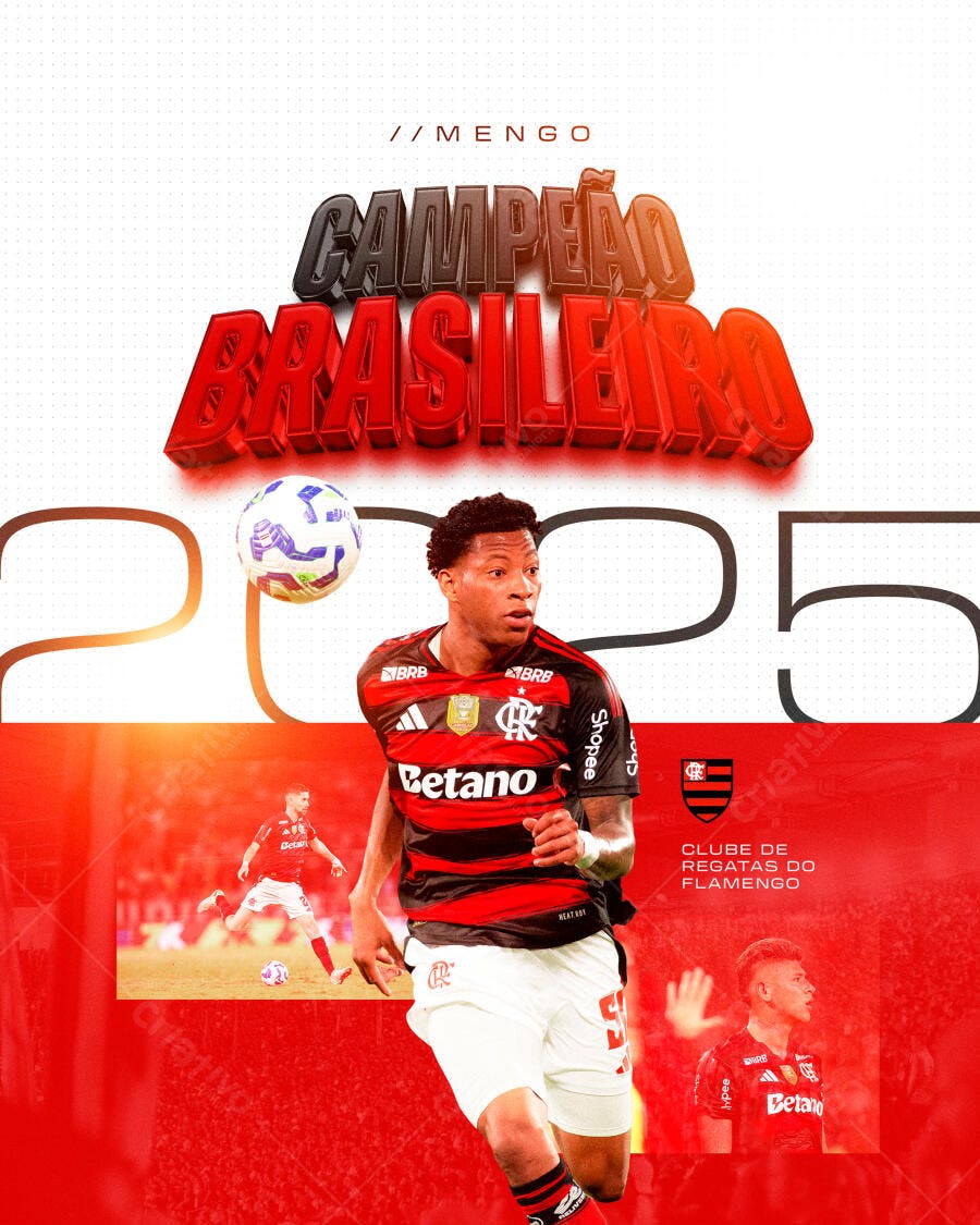Flyer Futebol Campeão Brasileiro 2025 PSD Editável