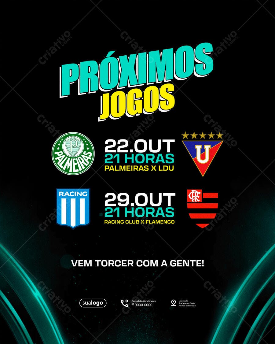 Flyer Próximos Jogos Futebol Clubes PSD Editável