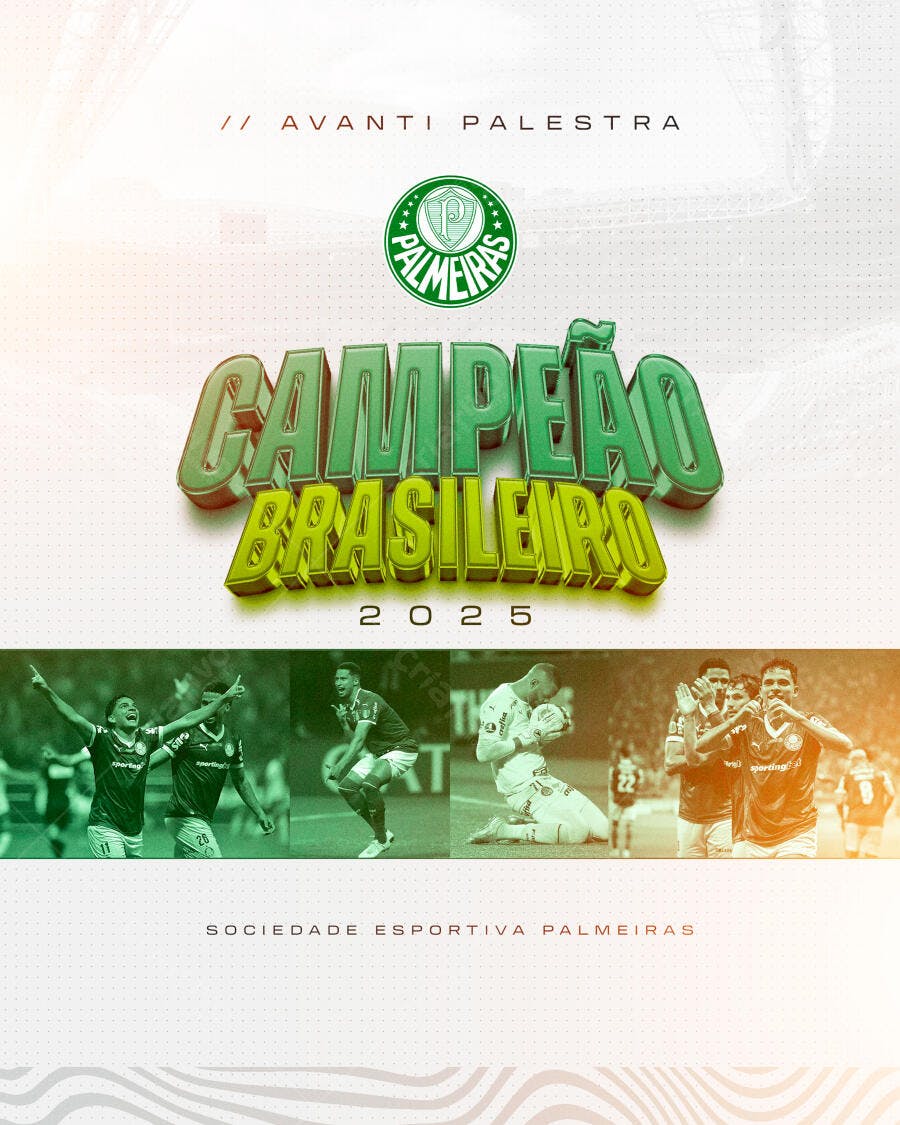 Flyer Celebração Título Brasileiro Palmeiras 2025 PSD Editável
