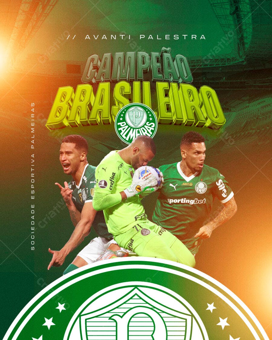 Flyer Campeão Brasileiro Palmeiras PSD Editável