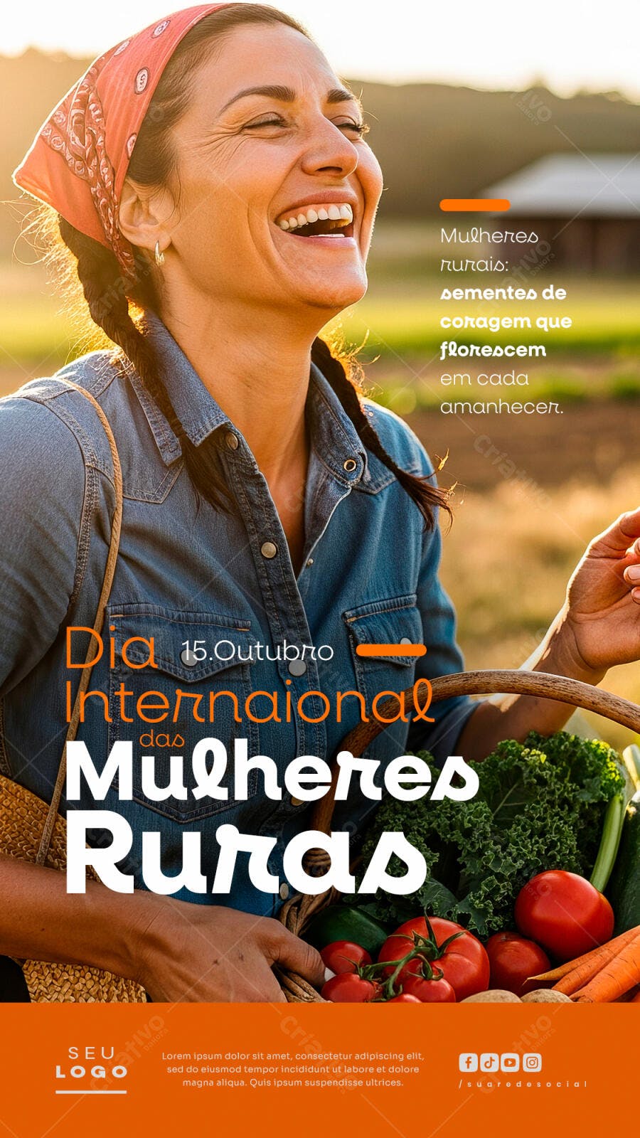 Post para Redes Sociais Dia Internacional das Mulheres Rurais PSD Editável