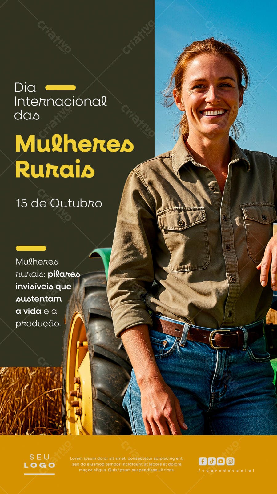 Flyer para Dia Internacional das Mulheres Rurais 15 de Outubro PSD Editável