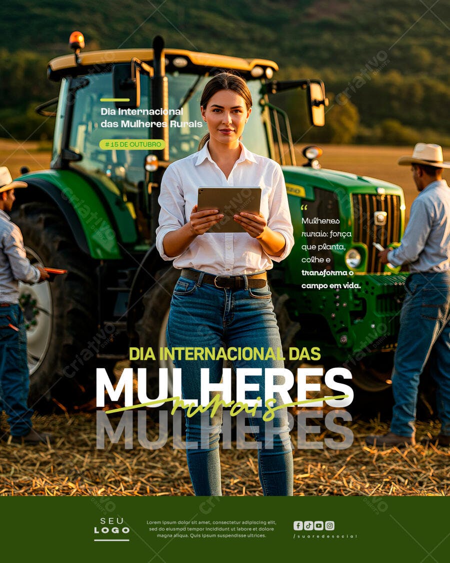 Social Media para Dia Mulheres Rurais 15 de Outubro PSD Editável