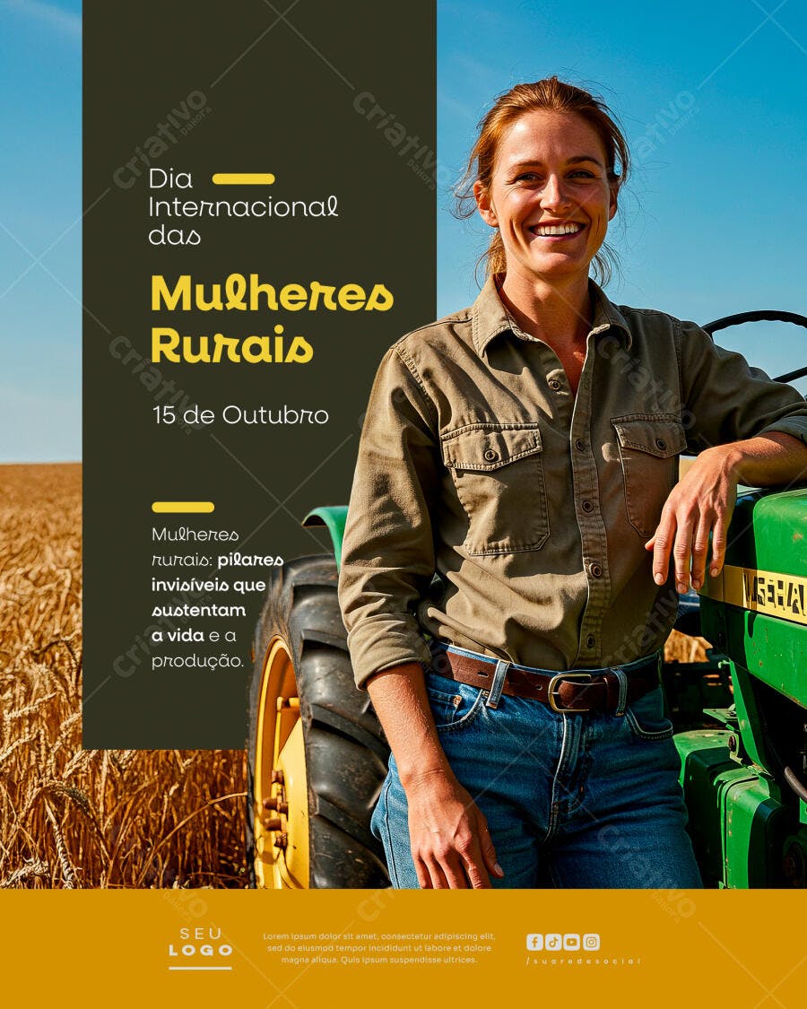 Post Redes Sociais Dia Internacional das Mulheres Rurais PSD Editável