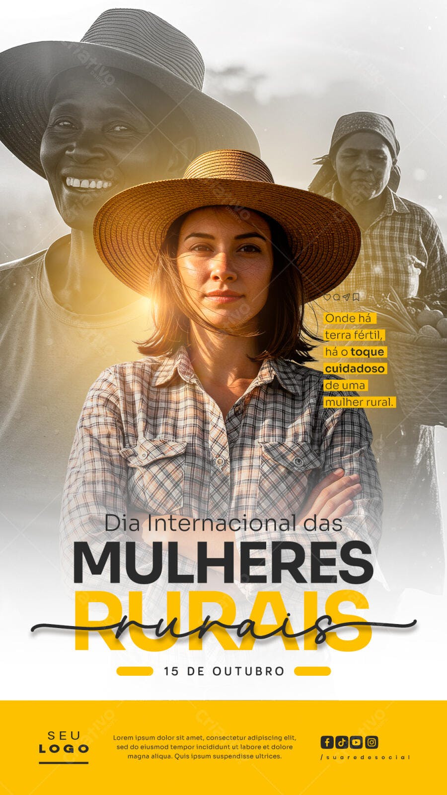 Flyer Dia Internacional das Mulheres Rurais PSD Editável