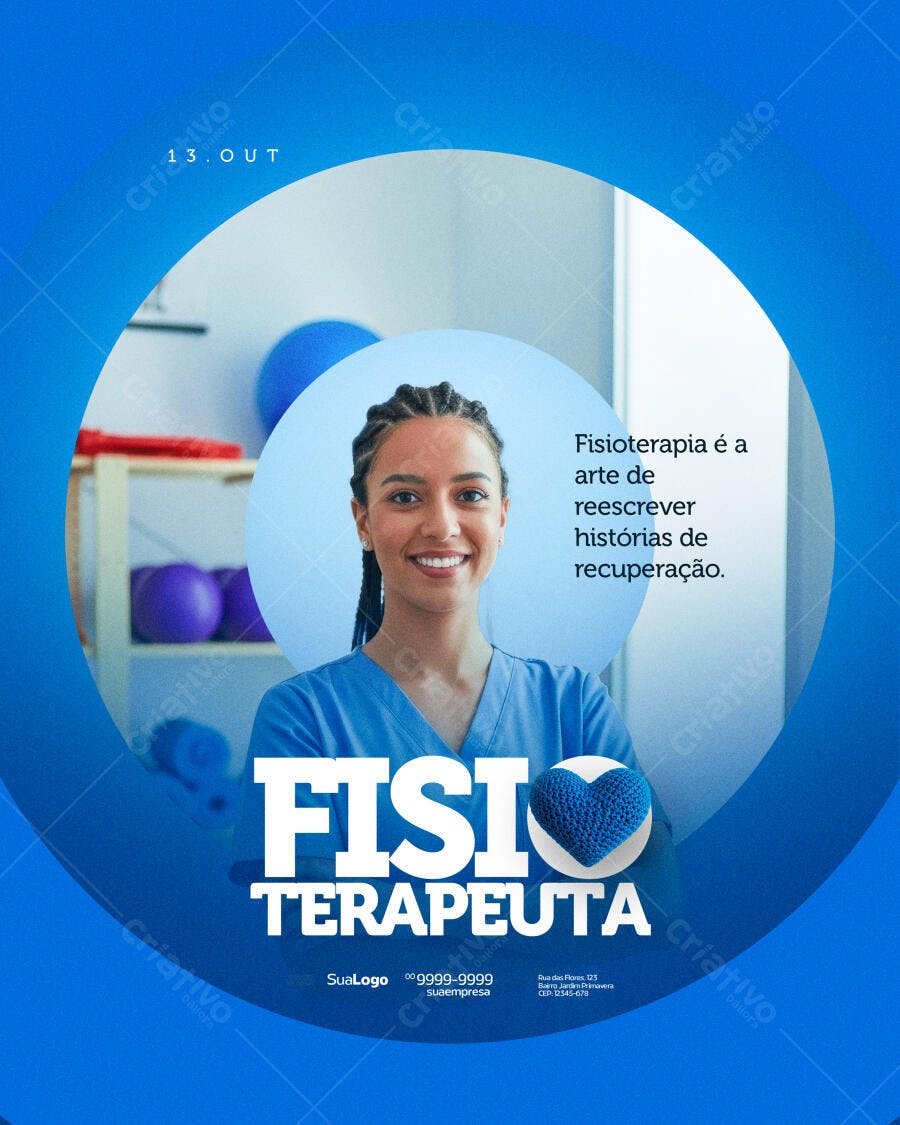 Flyer para Fisioterapeuta Dia 13 de Outubro Psd Editável