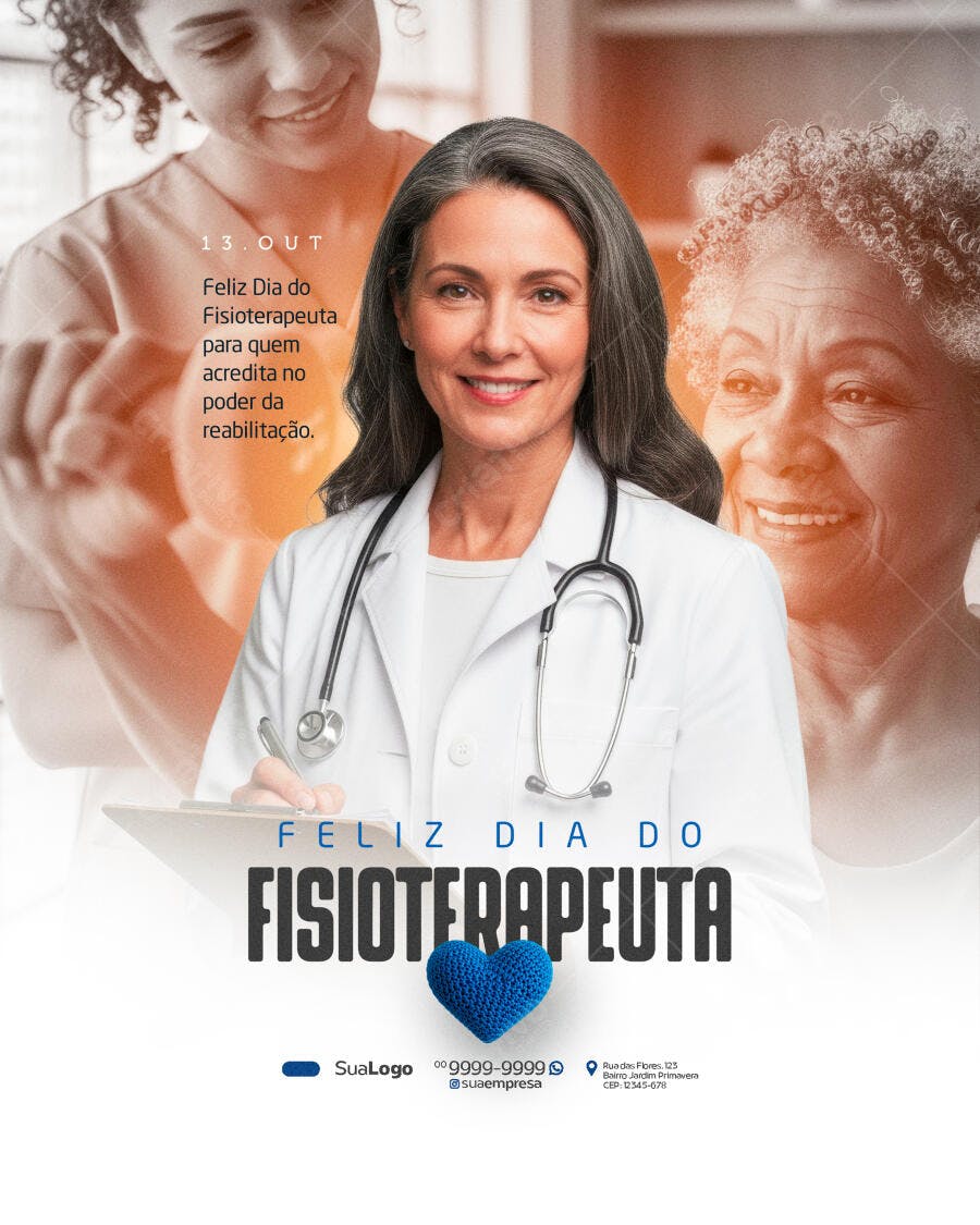 Post Redes Sociais Dia do Fisioterapeuta Reabilitação Psd Editável