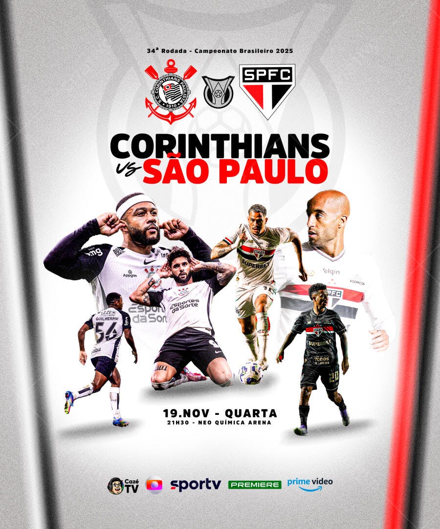 Flyer Esportivo Corinthians São Paulo Campeonato Brasileiro 2025 PSD Editável